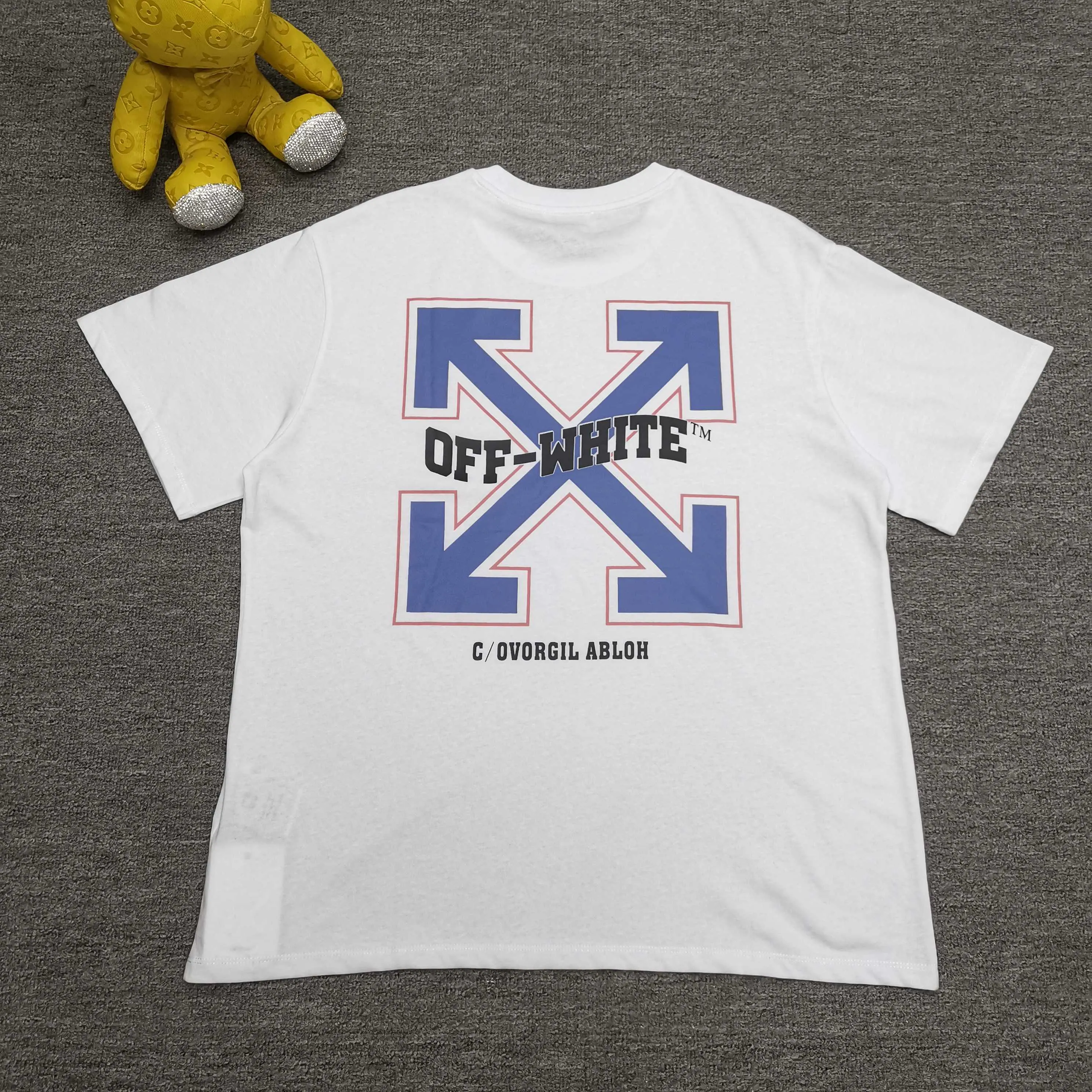 Top version ❤️off white new loose version orange and blue arrow letter short-sleeved T-shirt Size: S M L XL Color: Black White P240